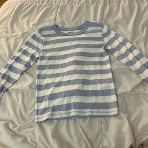 Hollister Kids Long Sleeve Blue and White Striped Tee